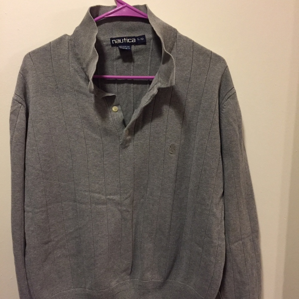 {SOLD} Nautica Vintage 90s Mens Gray Sweater Large - Picture 1 of 7